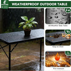 4ft Folding Table with Adjustable Height, Solid Metal Iron Top Portable Camping - Image 6