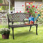 VINGLI 40.5" Patio Garden Bench, Anti- Rust Cast Iron Cast Aluminum Frame - Image 7
