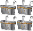 Hicarer 4 Pcs Metal Hanging Flower Pots, 10.6 Inch Vertical Grained Metal Color by Hicarer