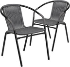 EMMA + OLIVER Set of 2 Modern Rattan Indoor/Outdoor Stack Chairs, Stacking - Image 3
