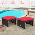 Tangkula 2 Pieces Patio Rattan Ottomans, All Weather Outdoor Footstool Footrest - Image 9
