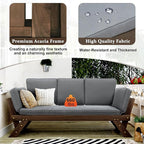 Merax Patio Sofa, Outdoor Adjustable Wooden Daybed, Chaise Lounge - Image 4