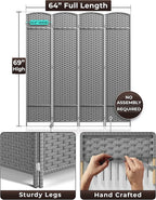 Sorbus 4 Panel Room Divider 6 ft. Tall - Image 5