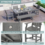 Pamapic 6 PCS Outdoor Dining Set, Spacious HDPE Outdoor Table - Image 5