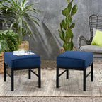 2 Pieces Outdoor Patio Ottomans, Assembled Aluminum Outdoor Ottoman - Image 2