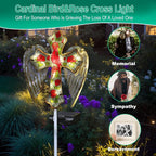 YJFWAL Cardinal Bird&Rose Cross Garden Stake Light, Solar Glass Cross - Image 6