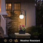 Outdoor Post Light with Planter, Matte Black Solar Lamp Post Light with Globe - Image 2
