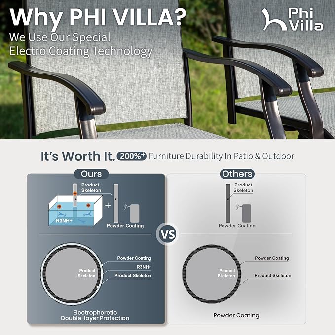 PHI VILLA Outdoor Swivel Patio Bar Stools Set of 4, 30 Inch Bar Height Tall - Image 4