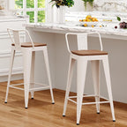 WENTMENT Metal Bar Stools Set of 2 Counter Height Barstools - Image 3