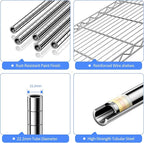 IZEUK 5-Tier Heavy Duty Metal Storage Shelving Unit, Adjustable Steel Wire Rack - Image 4