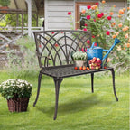 VINGLI 38" Outdoor Metal Bench, Cast Aluminium Garden Bench, Weatherproof - Image 7