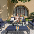 Sundale Outdoor 2 Pieces Aluminum Patio Ottoman, Outdoor Footstool - Image 6
