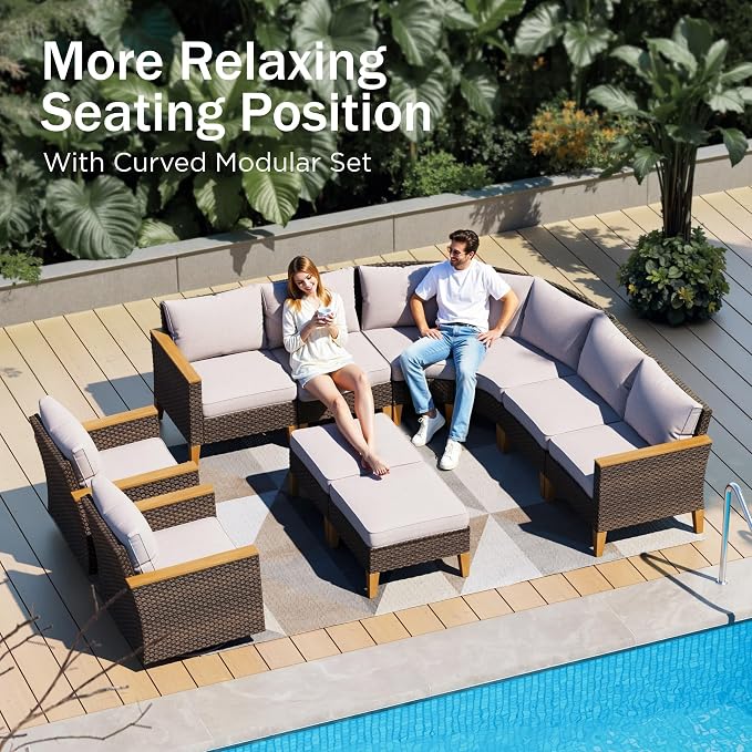 PHI VILLA 8-Piece Curved Patio Furniture Set - Image 2