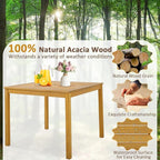 Tangkula 36" Square Outdoor Dining Table, Acacia Wood 4-Person Patio Dining - Image 7