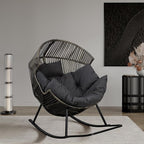 Shintenchi Wicker Egg Chair, Oversized Outdoor Indoor Rocking Chair, Large PE - Image 6