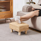 Wimarsbon Natural Seagrass Footstool Ottoman Rectangular Footrest Pouf Ottomans - Image 2