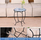 Round Side Table, Indoor Outdoor Small Side Table, Weather Resistant Black - Image 7