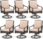 PHI VILLA Patio Swivel Chairs Set of 6, Heavy Duty Outdoor Metal Wicker Dining by PHIVILLAThepioneerofcomfortablehouseholdsupplies