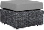 Modway Summon Wicker Rattan Outdoor Patio Sunbrella Square Ottoman in Canvas by Modway