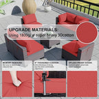 Kullavik 9 Pieces Outdoor Patio Furniture Set PE Wicker Rattan Sectional Sofa - Image 4