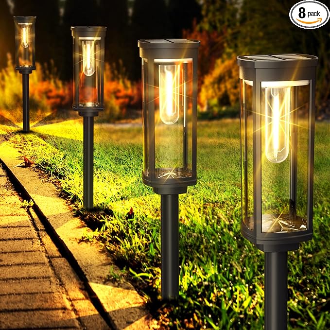 Solar Pathway Lights Outdoor 8 Pack, Bright Solar Path Lights Outside Waterproof by COXSENI