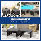 Tangkula 2 Pieces Patio Rattan Ottomans, All Weather Outdoor Footstool Footrest - Image 6