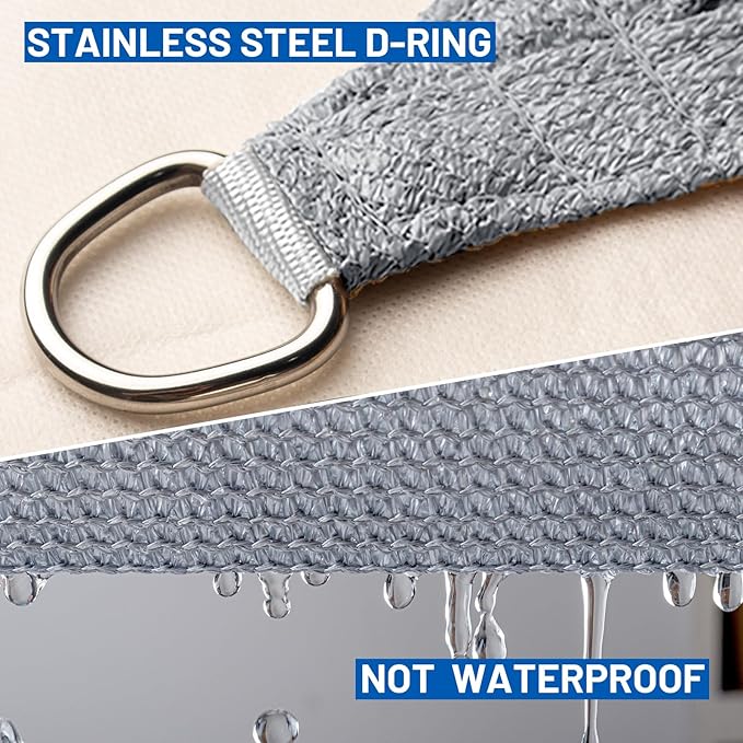 SUNLAX Sun Shade Sail 10' x 11' x 14.9' Silver Rectangle Canopy Sail Shade - Image 6
