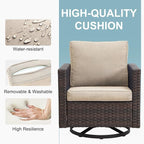 Belord 5 Pieces Wicker Patio Furniture Set: 4 Outdoor Swivel Glider Rocker - Image 6
