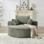 Oversized Round Chaise Longue Chair Indoor, Modern 55-inch Upholstered Corduroy - Image 9