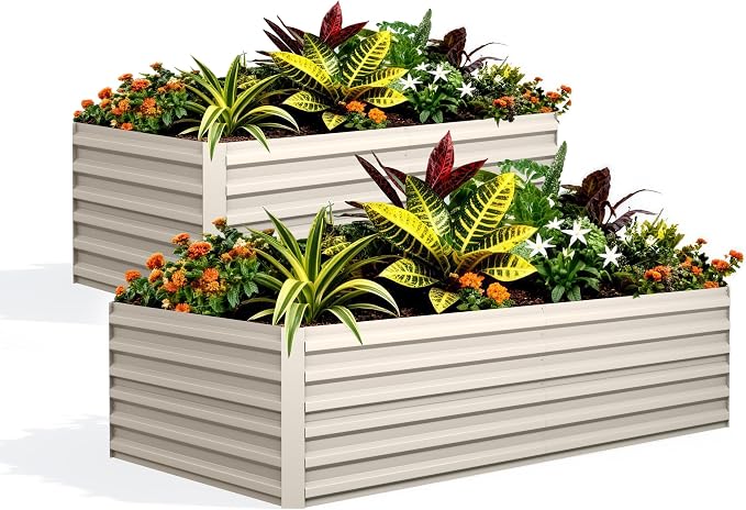 Garvee 2PCS 8x4x2ft Galvanized Raised Garden Bed Outdoor, Rust-Resistant Raised by Garvee