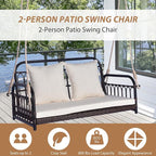 Tangkula Outdoor Wicker Porch Swing, 2-Person Hanging Seat - Image 8