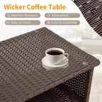 VINGLI Outdoor Wicker CoffeeTable Patio Coffee Tables - Image 4