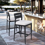 Modern Outdoor Bar Stools Set of 2 Aluminum Tall Patio Chairs by Unknown