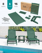 SERWALL Patio Chaise Lounge Chair, Poly Lounge Chair - Image 6