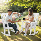 VINGLI Outdoor Rocking Chair Set of 2, Heavy Duty 600 LBS Wooden Rocking Chair - Image 7