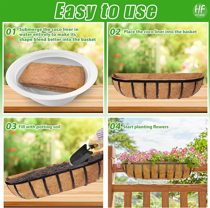 HFHOME 2 Pcs 24" Window Box Deck Railing Planter - Image 6