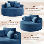 Antetek Oversized Round Chaise Longue Chair Indoor, Modern 55-inch Upholstered - Image 5