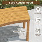 Tangkula Acacia Wood Outdoor Curved Bench Set of 3, Patio Garden Backless Fire - Image 6
