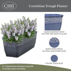 Classic Home and Garden Corinthian Trough Planter 10" Slate Blue - Image 2