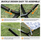 2 Person Outdoor Hammock with Stand, Cotton Rope Hammock with Polyester Pad - Image 5