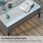 5 Pieces Outdoor Patio Conversation Set – Rattan L-Shaped Corner Sofa - Image 7