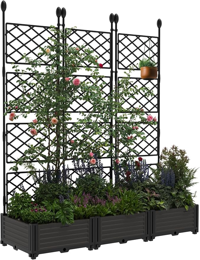 GAOMON 3 PCS Raised Garden Bed - 50 in W x 63" Tall Plastic Planter Box by GAOMON