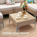 5 Piece Wicker Patio Furniture Set, Outdoor Conversation Sectional Sofa - Image 6