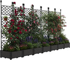 7 PCS Raised Garden Bed with Trellis & Privacy Screen, Flowers on Patio by Unknown