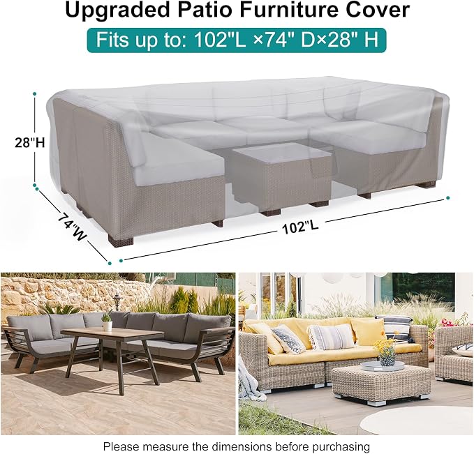 Patio Furniture Set Cover Waterproof, Heavy Duty 600D Furniture Covers - Image 2
