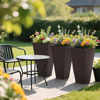 Outsunny Tall Planters for Outdoor Plants Set of 3, 24 in Taper Planters - Image 8