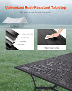 VEVOR Outdoor Patio Dining Table, 59 inch Long Rectangular Metal Steel Slat - Image 4