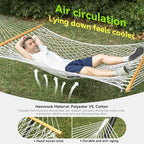 Double Hammock for 2 Person, Handwoven Rope Hammock - Image 4