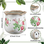 6 Inch Ceramic Plants Pots Vintage Ceramic Flower Planters Crackle Glaze Finish - Image 2