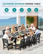 SERWALL Outdoor Dining Table, All Weather HDPE Outdoor Furniture - Image 7